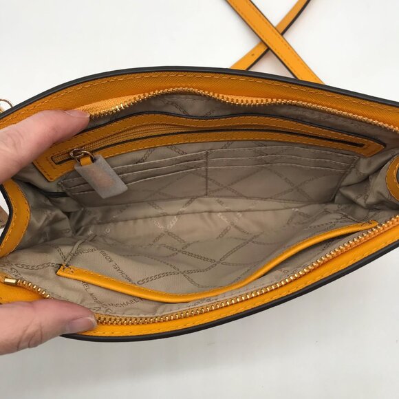 Michael Kors Sun Yellow Saffiano Leather Jet Set Travel Convertible Crossbody - Picture 11 of 11